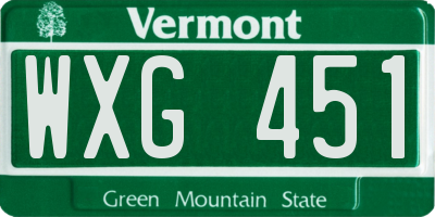 VT license plate WXG451
