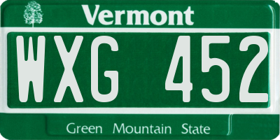 VT license plate WXG452