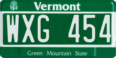 VT license plate WXG454