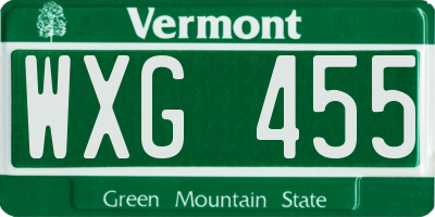 VT license plate WXG455