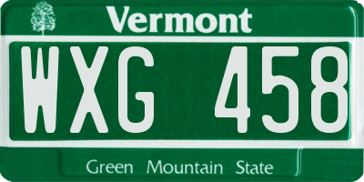 VT license plate WXG458