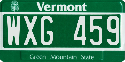 VT license plate WXG459