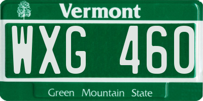 VT license plate WXG460
