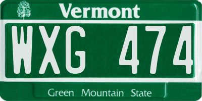 VT license plate WXG474