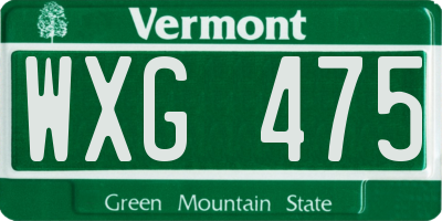 VT license plate WXG475