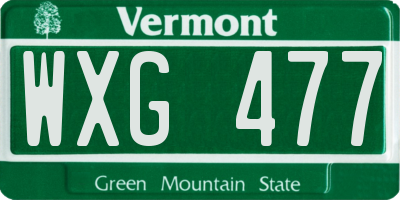 VT license plate WXG477
