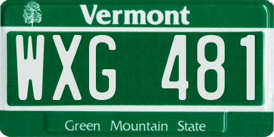 VT license plate WXG481