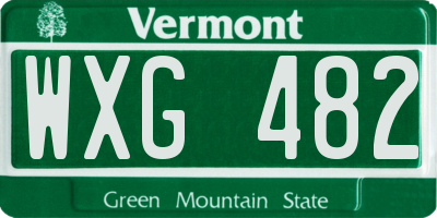 VT license plate WXG482