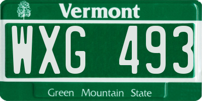VT license plate WXG493