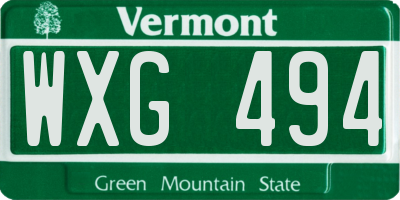 VT license plate WXG494
