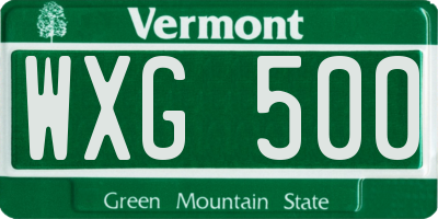 VT license plate WXG500