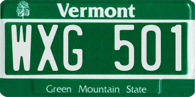 VT license plate WXG501