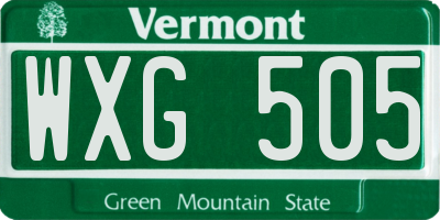 VT license plate WXG505