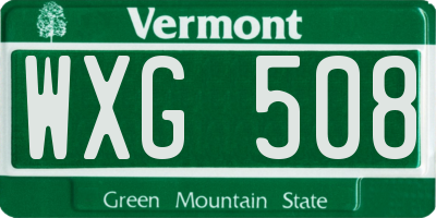 VT license plate WXG508