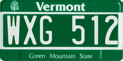 VT license plate WXG512