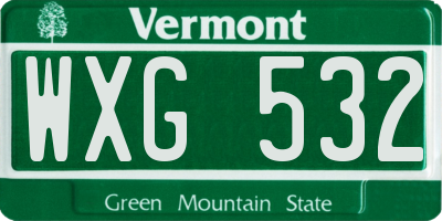 VT license plate WXG532