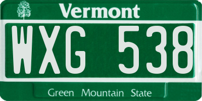 VT license plate WXG538