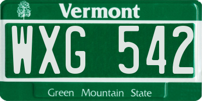 VT license plate WXG542