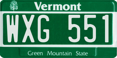 VT license plate WXG551