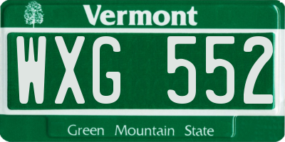 VT license plate WXG552