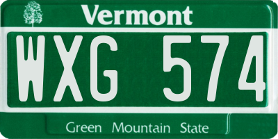 VT license plate WXG574