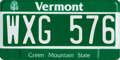 VT license plate WXG576