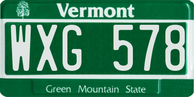 VT license plate WXG578