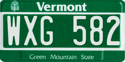 VT license plate WXG582