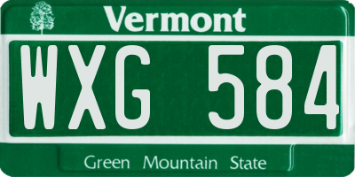 VT license plate WXG584