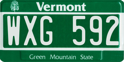 VT license plate WXG592