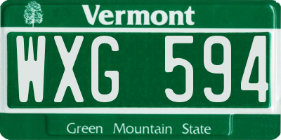 VT license plate WXG594