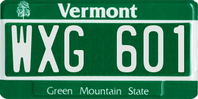 VT license plate WXG601