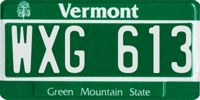 VT license plate WXG613