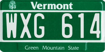 VT license plate WXG614