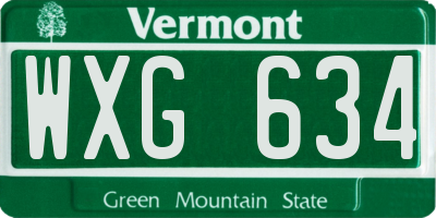 VT license plate WXG634