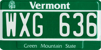 VT license plate WXG636