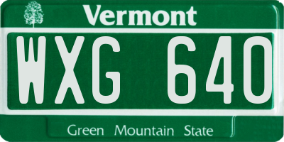 VT license plate WXG640
