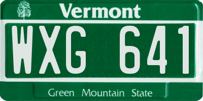 VT license plate WXG641