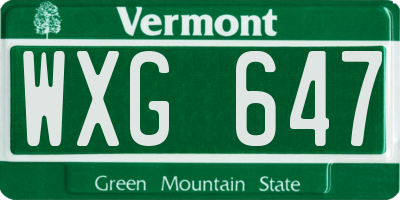 VT license plate WXG647