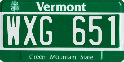 VT license plate WXG651