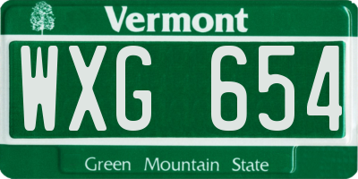 VT license plate WXG654