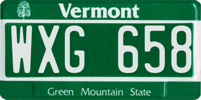 VT license plate WXG658