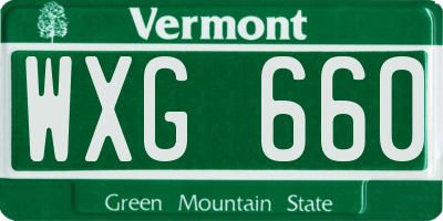 VT license plate WXG660