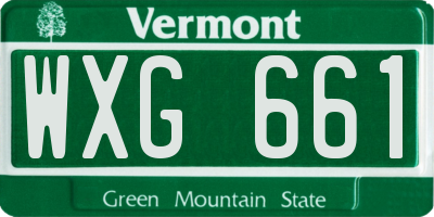 VT license plate WXG661
