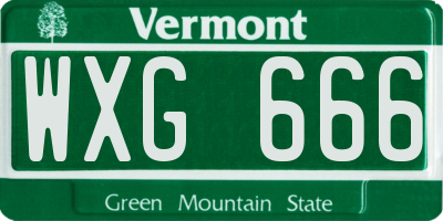VT license plate WXG666