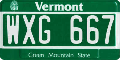 VT license plate WXG667