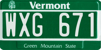 VT license plate WXG671