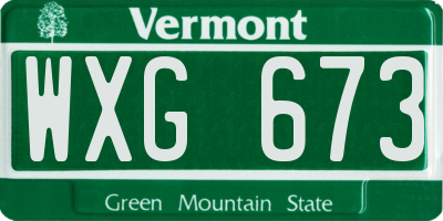 VT license plate WXG673