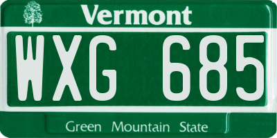 VT license plate WXG685