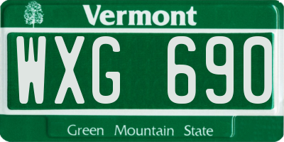 VT license plate WXG690